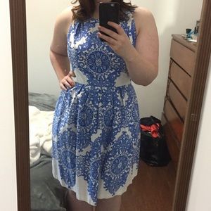 Blue and white dress